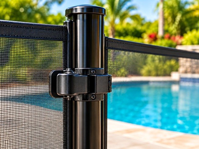 Self-latching pool fence gate