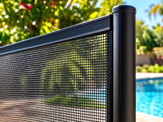 Black mesh pool fencing