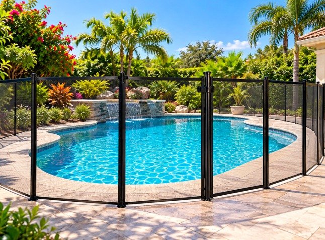 Temporary and portable pool fencing
